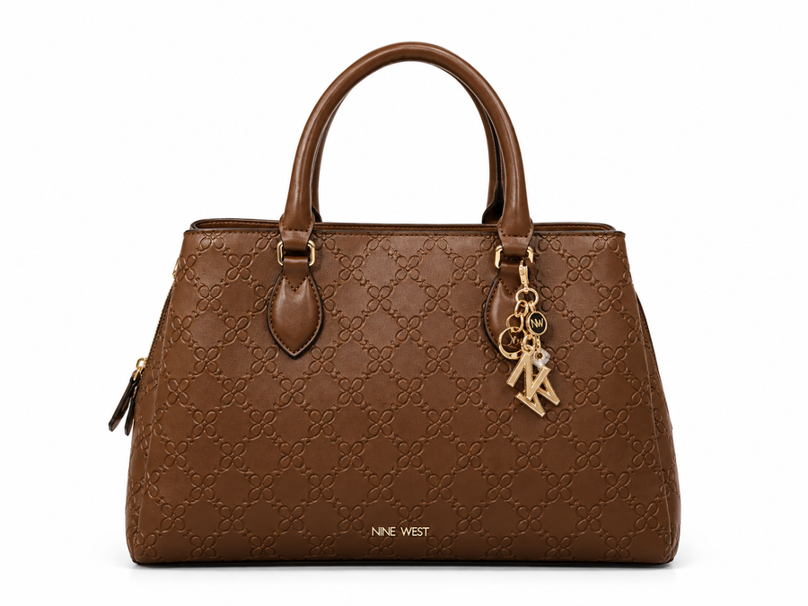 Nine West | Debossed Monogram Triple-Compartment Satchel Bag