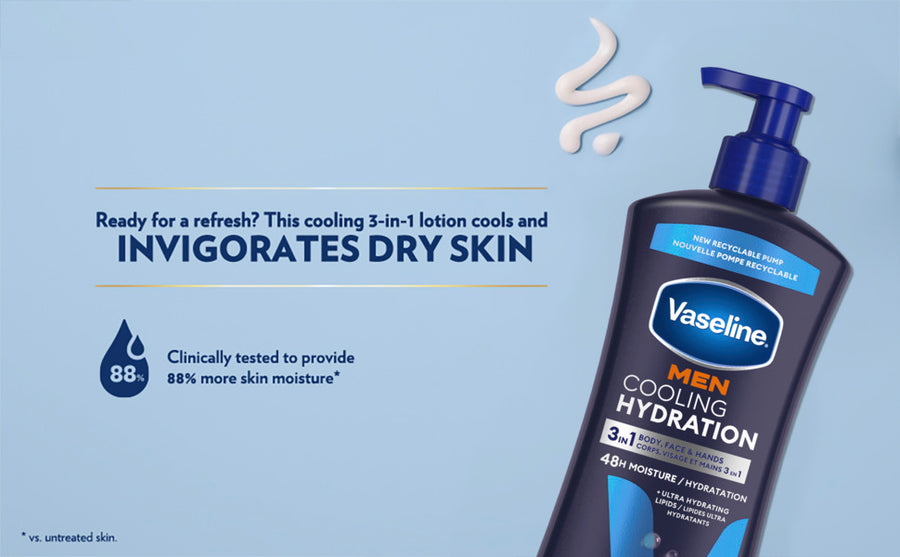 🚿 Vaseline Men Cooling Hydration 3‑in‑1 Lotion — 48 H Moisture