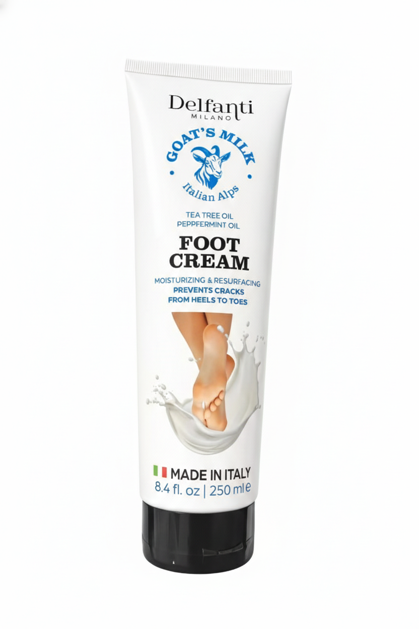 Delfanti Milano Goat’s Milk Foot Cream – Preventing Cracks – 8.4 Fl Oz / 250 ml